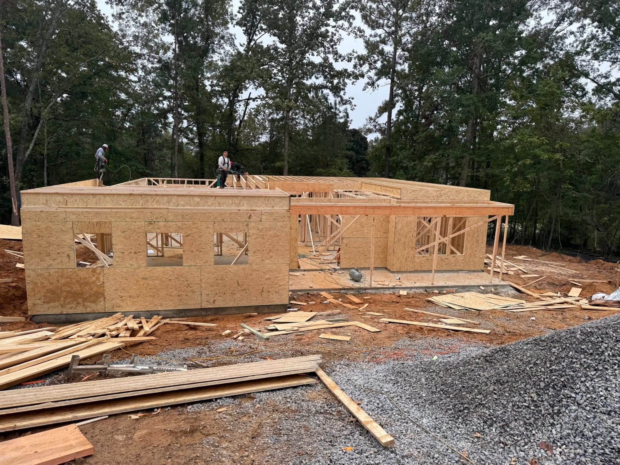 First floor framing and structural walls taking shape